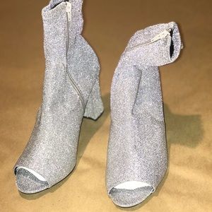 Charlotte Russe | Silver Glitter Ankle Booties